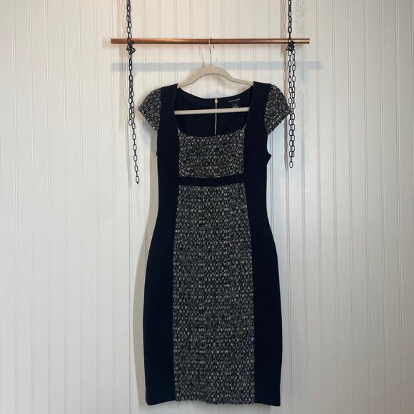 Club Monaco Navy Wool Cotton BLend Cap Sleeve Knee Length Sheath Dress Size 2 - Picture 1 of 8